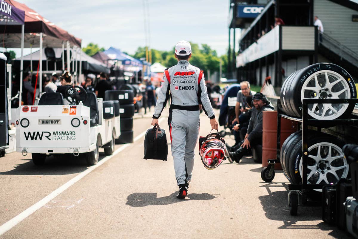 Dai Yoshihara in the paddock, 2024 Mid-Ohio IMSA Michelin Pilot Challenge