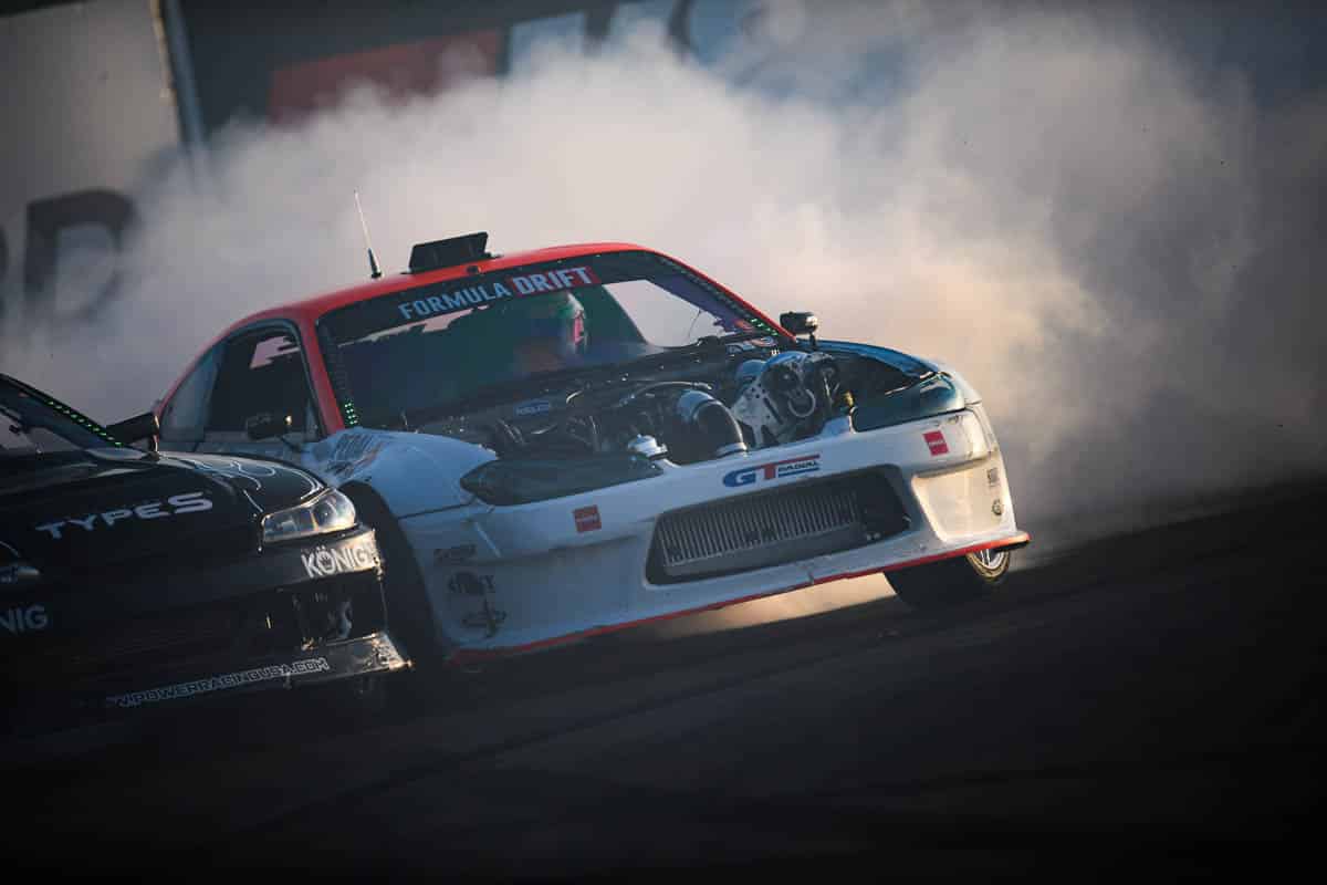 Through the smoke, Feal Suspension / GT Radial Nissan S15, Formula DRIFT New Jersey 2024