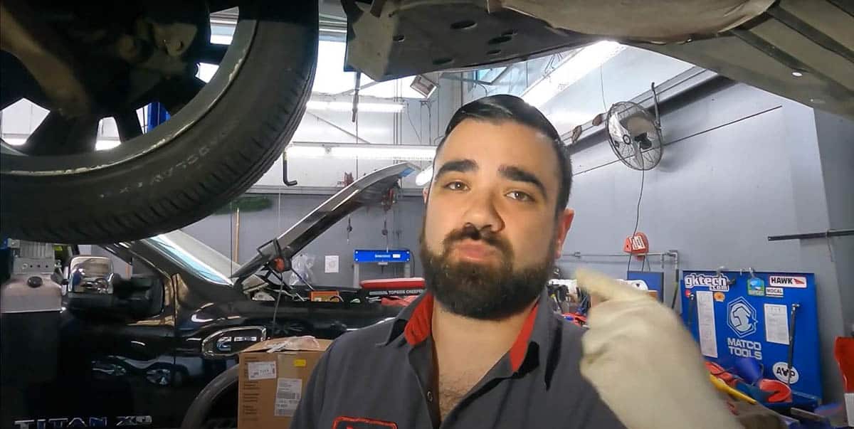 Tommy twirling his finger demonstrating the CVT fluid cycling through the vehicle system