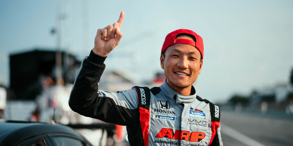 Yoshihara is all smiles after securing pole position, 2024 IMSA Michelin Pilot Challenge Road America