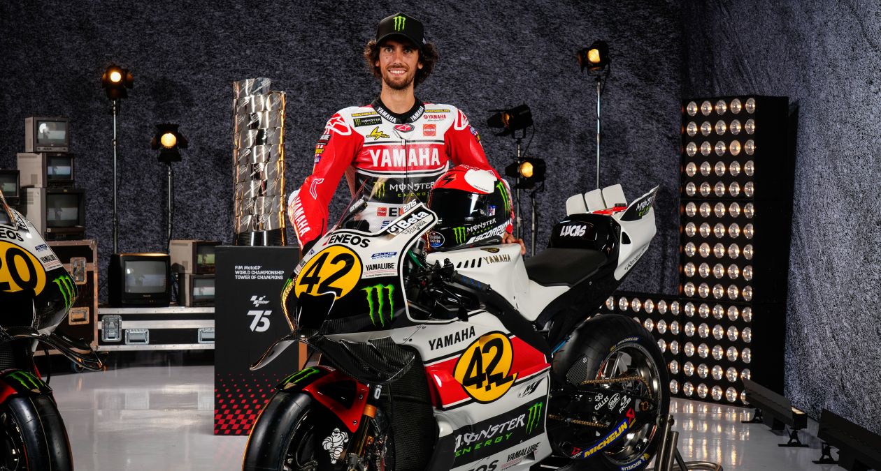 Álex Rins, 75th Anniversary Yamaha special edition livery and leathers