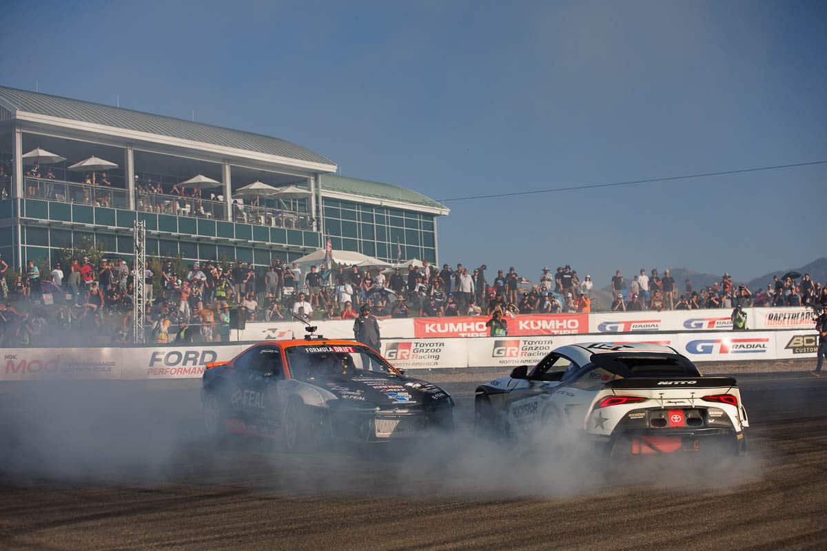 Celebration calls for Team ENEOS flavored donuts, 2024 Formula DRIFT Utah