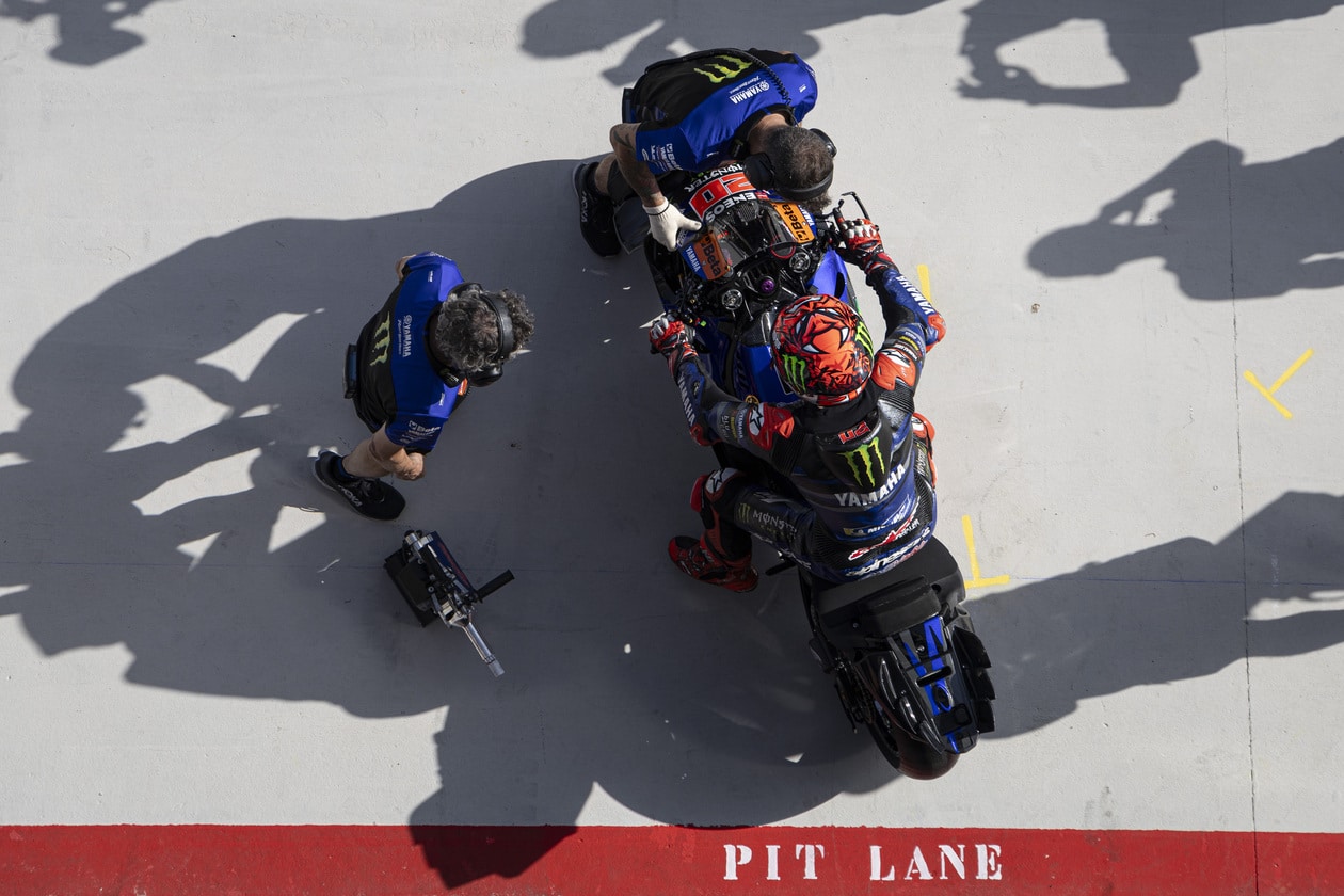 Fabio Quartararo prepares to launch for practice, 2024 MotoGP Aragon