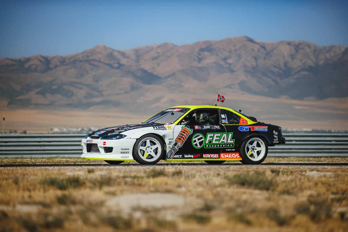 Feal Suspension Nissan S14.9 warming up, 2024 Formula DRIFT Utah