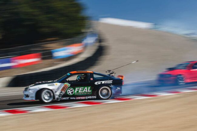 Odi Bakchis piloting his Feal Race Team S13 missile car, GridLife Laguna Seca 2024