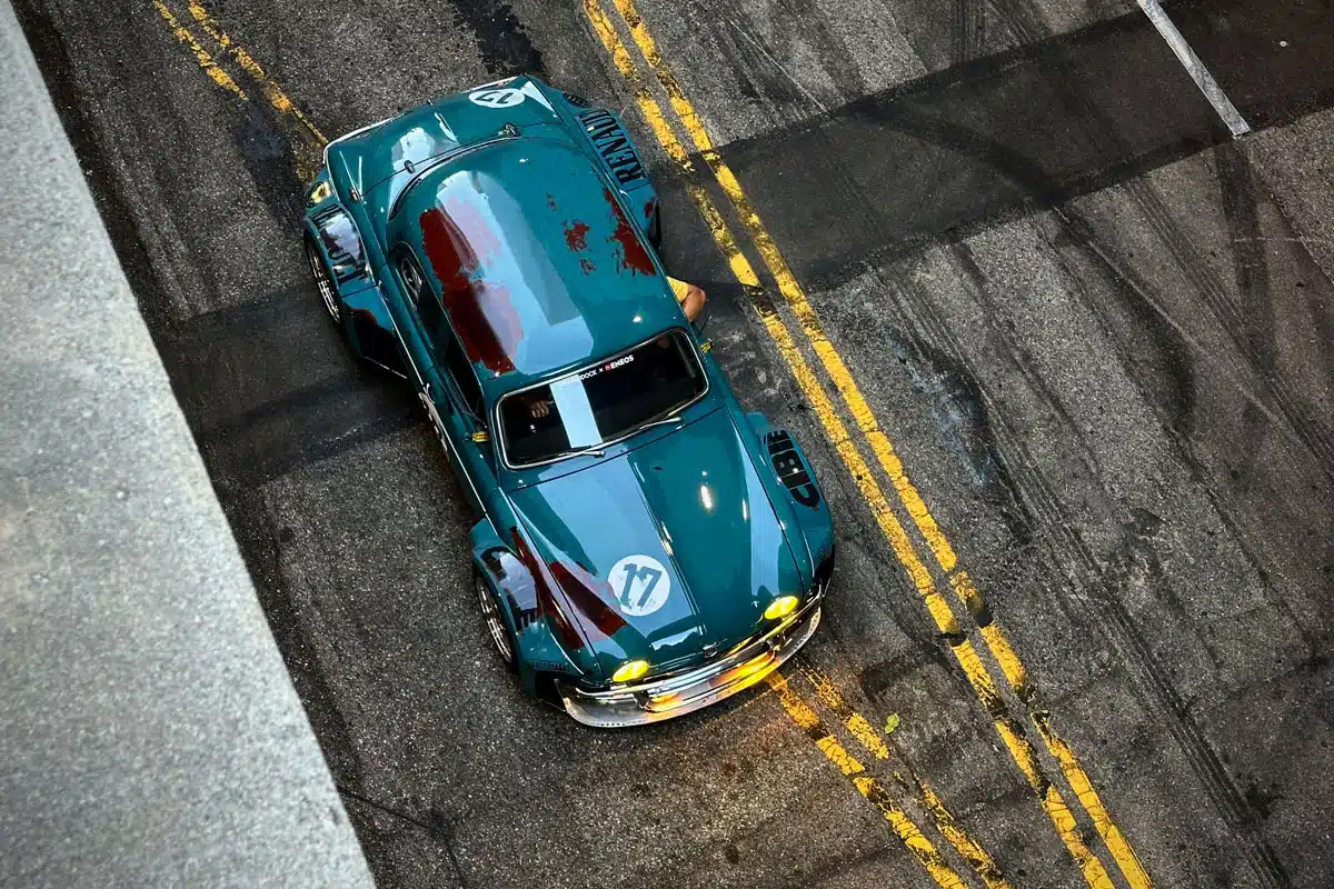 Justin Cashmore’s 1960 Renault Dauphine, overview from Downtown Los Angeles, 2024 SEMA Show