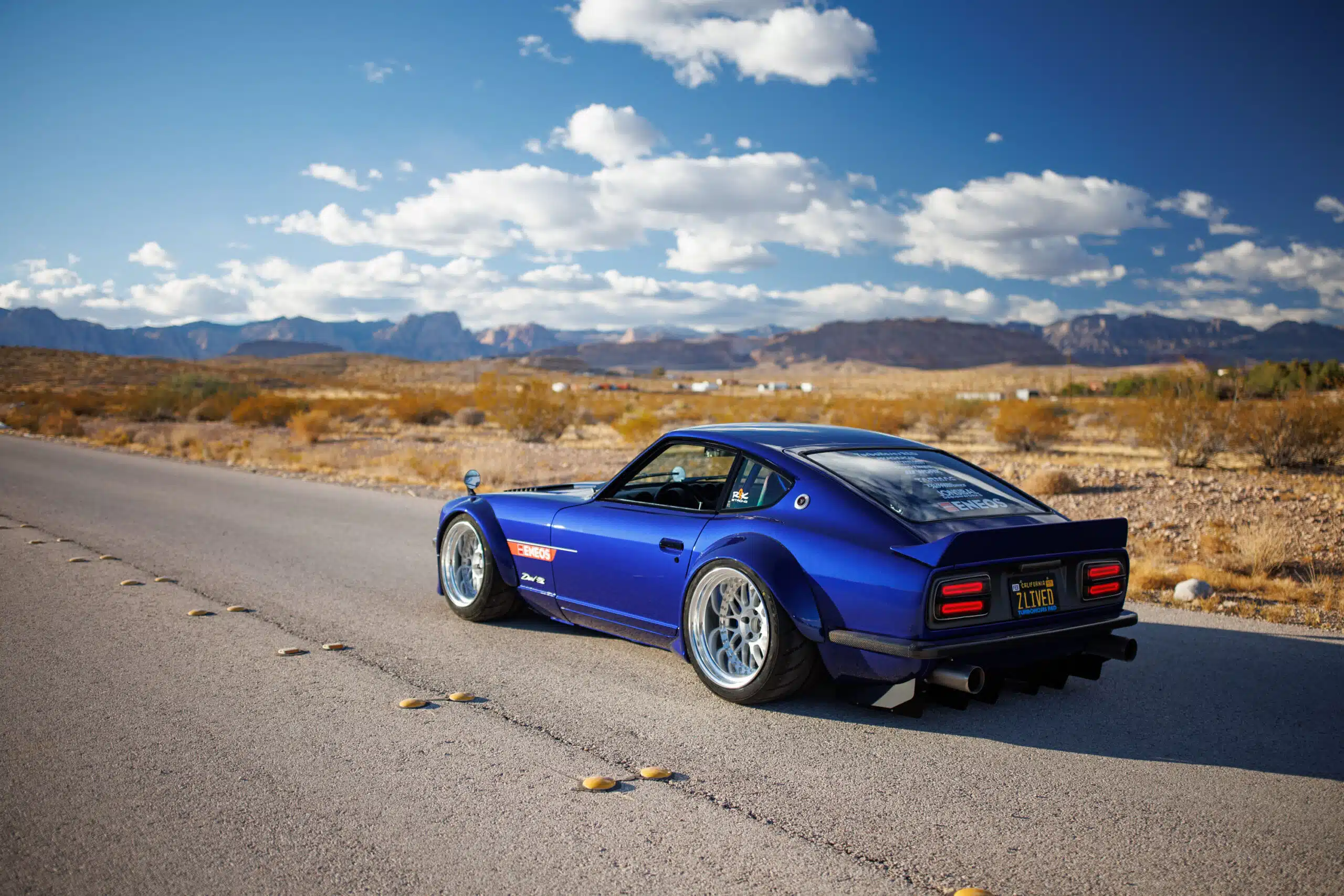 John Lau’s 1971 Datsun 240Z amongst the Las Vegas desertscape, 2024 SEMA Show