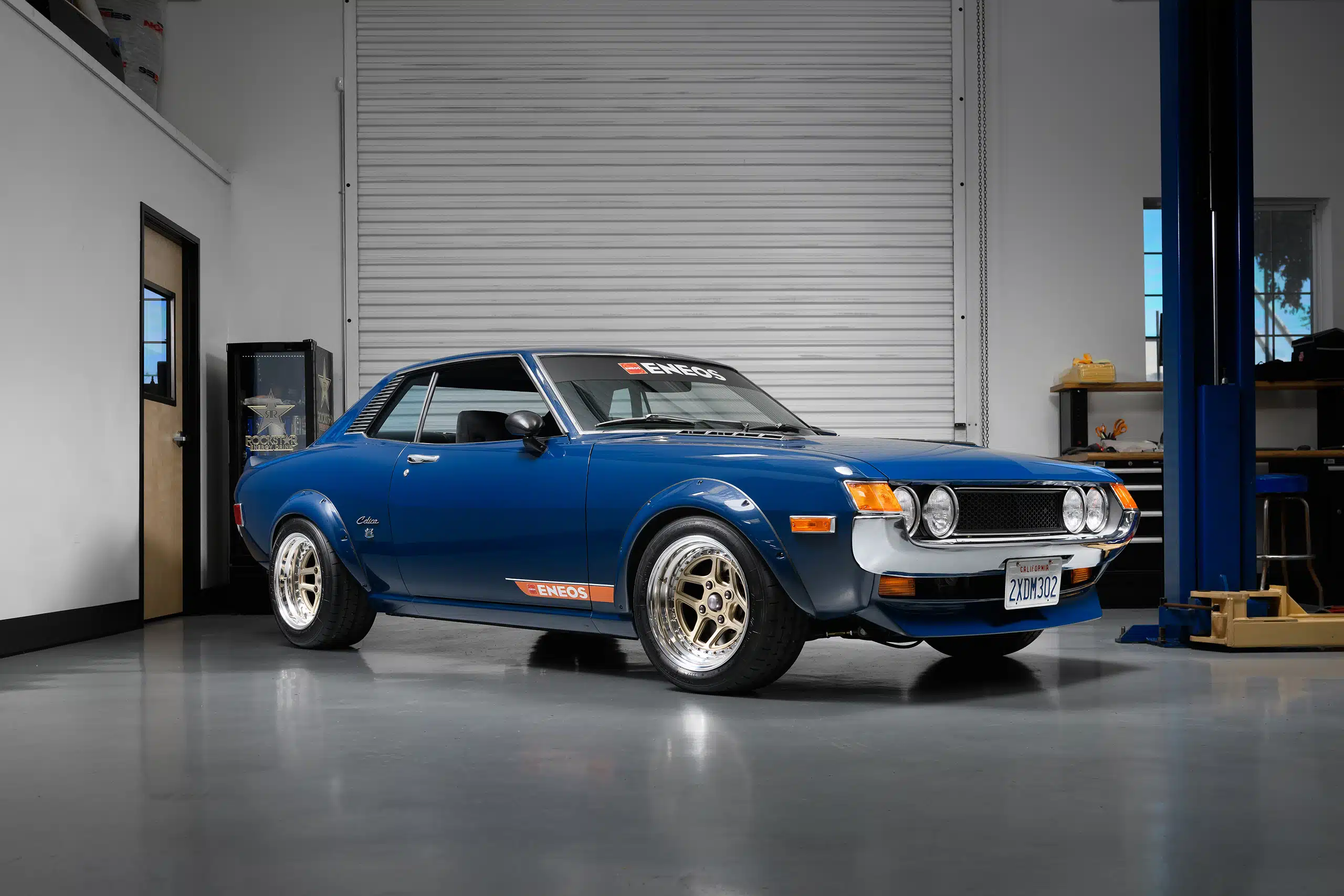 Stephan Papadakis’ 1972 Toyota Celica, front view, 2024 SEMA Show