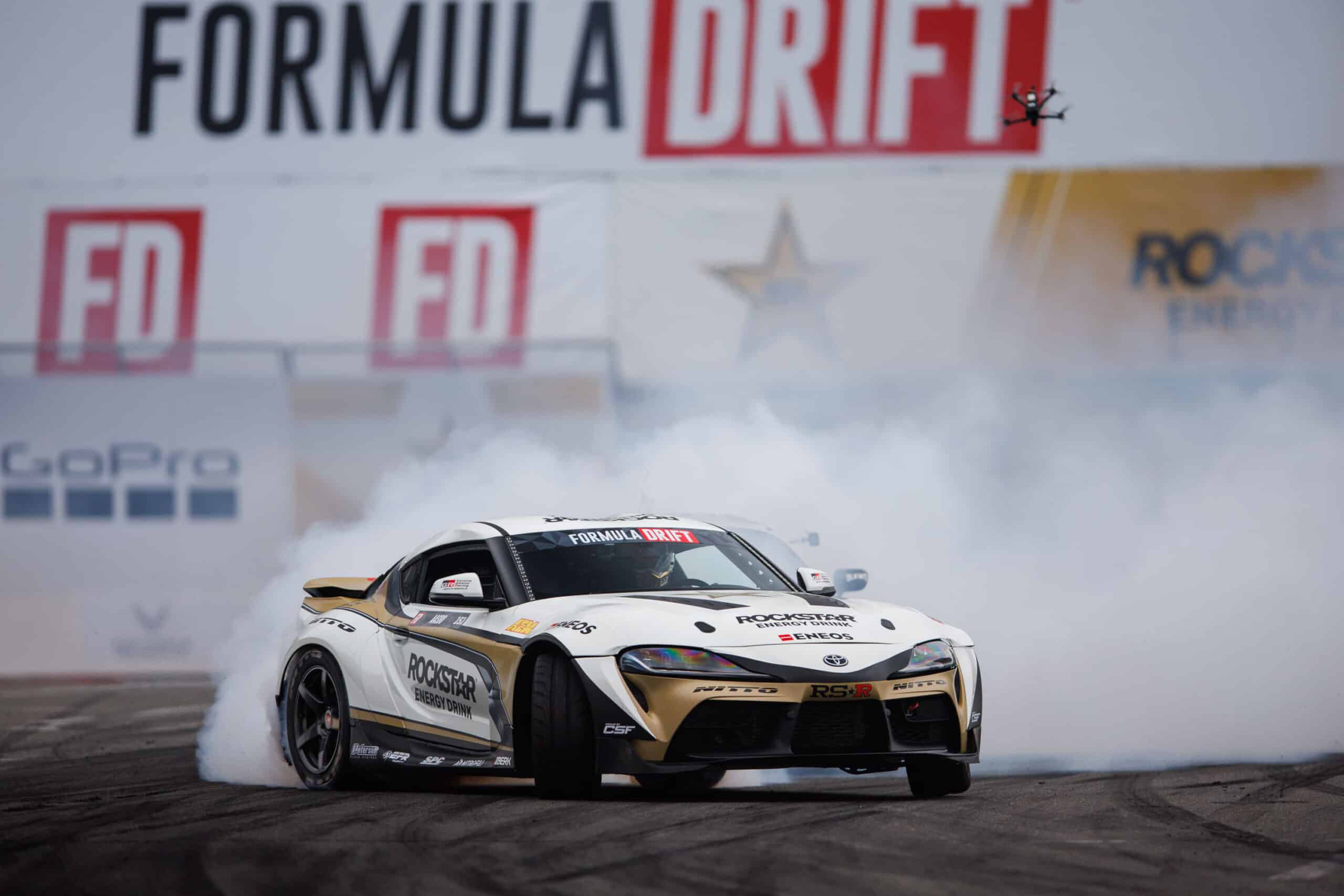 Fredric Aasbo and his Rockstar Energy Toyota GR Supra, 2024 Formula DRIFT Long Beach