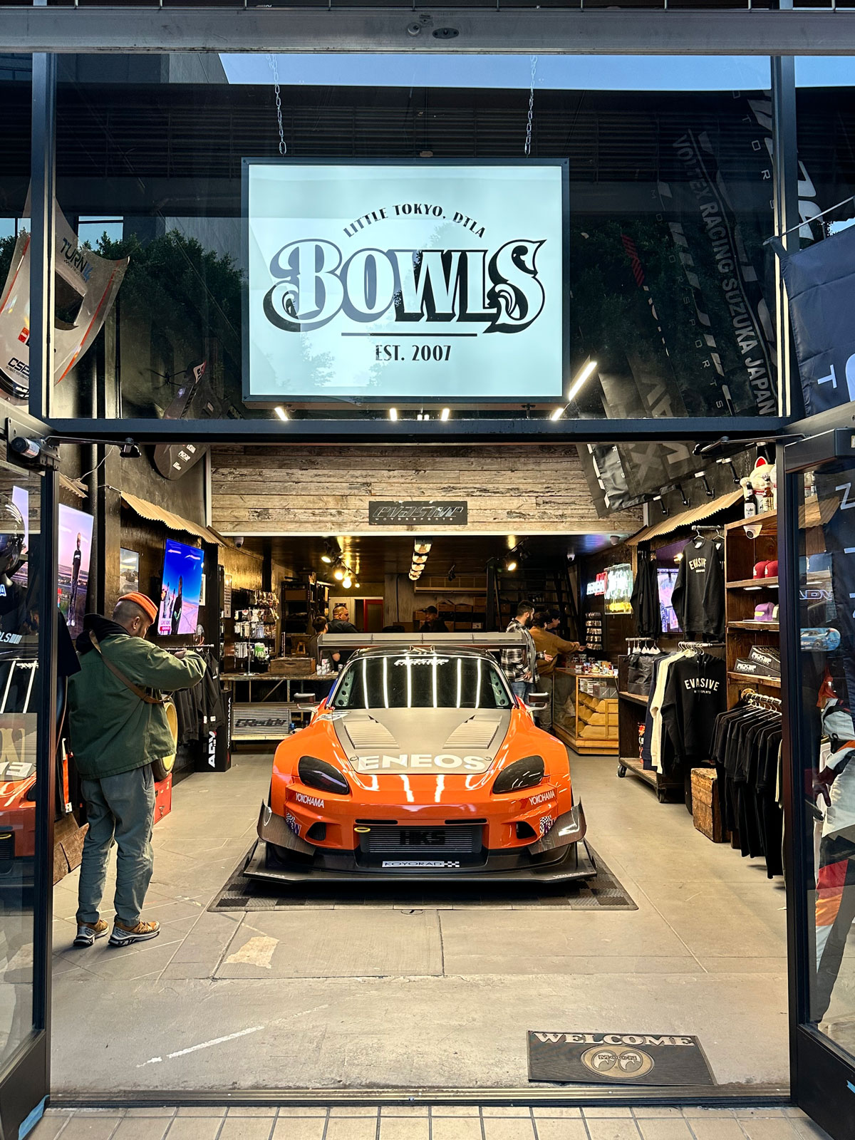 Bowls LA featuring the Evasive S2000RS and the DPLS clothing capsule.